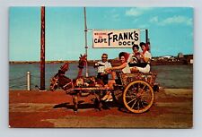 Postcard OH Cleveland Ohio Captain Frank's Seafood House Donkey Cart c1950s V21 picture