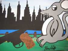 HENRY HILL GOODFELLA ORIGINAL PAINTING  RAT WITH GUN LOST IN CITY picture