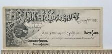 Vtg 1891 NEW YEARS GREETING Bank of Prosperity Novelty Check TAN PAPER B3 picture