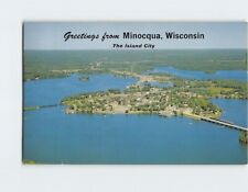 Postcard Aerial View Greetings from Minocqua Wisconsin USA picture