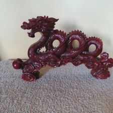 Vintage Resin Chinese Red Fire Dragon With Ball 12
