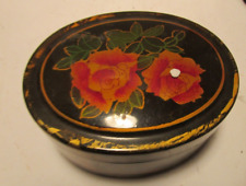 antique ceulid face powder container roses on top 3 3/4