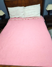Vtg 70's Satin Trim Blanket Color Pink 66 Width X 84 Long Trim is Loose in Spots picture