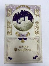 1913 Christmas HTL DRGM Postcard w/ Pocket for Letter Purple Gold Gild picture