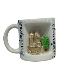 Budapest, Hungary Embossed Coffee Mug Hungarian Parliament Building 3D scene NWT picture