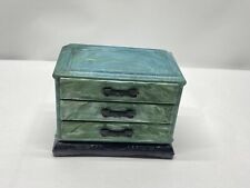 Vintage Asian Faux Jade Plastic Celluloid 3 Drawer Jewelry Box Lucite Bakelite picture