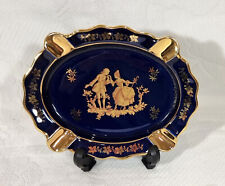Limoges Gilded Cobalt Ashtray Vintage French Porcelain Jean Feuillade Courting picture