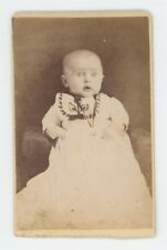 Antique CDV Circa 1870s Beautiful Adorable Baby in White Dress Cherry Creek, NY picture