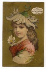 Flower Girl MAISON DEMOREST Patterns VICTORIAN Trade Card DAISY HAT picture