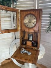 RARE Vintage Oak Wall Clock Pushbutton Landline Telephone- Tested & Working picture