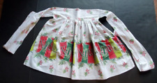 Kitschy Retro Print White Red & Green Noel with Fir Branch Christmas Half Apron picture