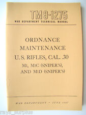 M1 Garand M1C M1D Maintenance Manual TM9-1275 NEW picture