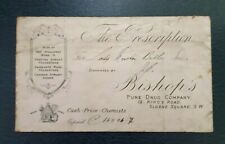 Antique Prescription Envelope Bishops Chemist 19 Kings Road Sloane Square SW picture
