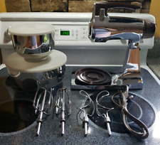 Sunbeam Deluxe Mixmaster Mixer Vintage Chrome Brown Stainless Bowls Tested picture