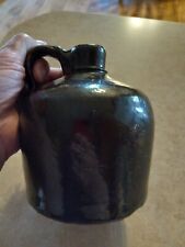 Primitive Country Old Brown Stoneware Syrup Jug with Pour Spout  picture