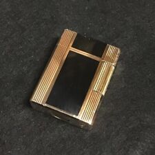 Vintage S.T. DuPont Gas Lighter Line 1s Gold Black Lacquer Working Condition picture