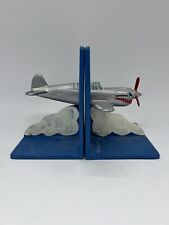 Vintage Airplane Bookends Cast Iron P-59 P-40 Ww2 Aviation Fighter Retro picture