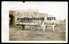NORWICH Ont 1910s Thomas Bros. Broom Factory Float Horses. Real Photo Postcard picture