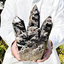 4.12LB Natural sphalerite geode multi-head obelisk quartz crystal energy column picture