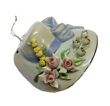 Vintage Capodimonte Flower Hat Bonnet Porcelain Italy Wall Art Ornament 4