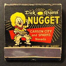 Dick Graves' Nugget Carson City Sparks, NV Casino Matchbook Cowboy c1950's-60's picture