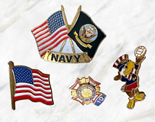 4 VTG American Flag USA Pin Lapel Brooch Navy Veteran Olympic 1984 Memorabilia picture