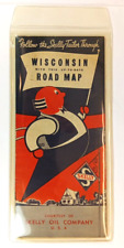 Vintage 1940s Skelly Oil Company Gas Service Station Wisconsin Road Map picture