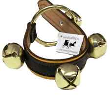 2 LAYER BLACK & YELLOW LEATHER STRAP w/ 4 JINGLE BELLS - Amish Handmade in USA picture