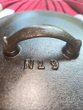 HTF ANTIQUE Martin Stove & Range #9 skillet lid with spout covers fancy handle picture