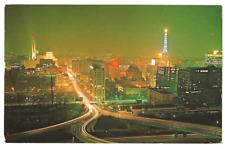 Los Angeles California c1960's downtown business district at night, freeway picture