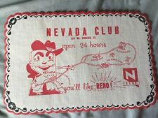 1950S RENO CLUB CASINO PLACEMAT DINER VTG NEVADA GAMBLING NOT VEGAS picture