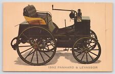 1892 Panhard & Levassor~Black~Big Wheeled Car~Handle To Drive~Mirrokrome~Vtg PC picture