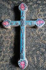 Antique Wood Cross With Our Lady of Guadalupe & Others picture