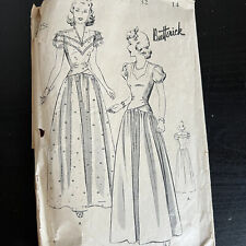 Vintage 1940s Butterick 2234 Criss Cross Bodice Dress Gown Sewing Pattern 14 CUT picture