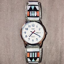 Indian Jewelry Turquoise/ Coral vintage sterling Silver Band And Watch-Zuni picture