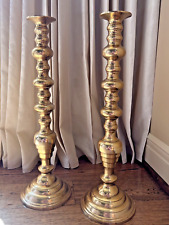 Brass Bubble Design Chunky MCM Mid Century 2Pcs Tall Candle Holders 19 3/4”t picture