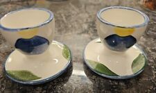 Pair Of Vintage Egg Cups With Attached Saucers Made In England picture