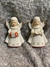 2 Vintage Christmas Angels with Singing Accordian Ceramic from Japan 4