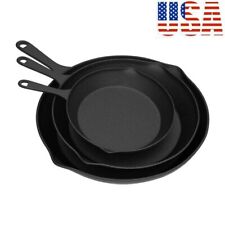Frying Pans-Set of 3 Cast Iron Pre-Seasoned Nonstick Skillets in 10”, 8”, 6” New picture
