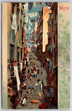 Naples Pallonetto Santa Lucia w/ Busy Street Scene Postcard c1901-1907 NP picture