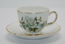 Delphine Bone China Teacup & Saucer Roses with Gold Trim Made in England picture