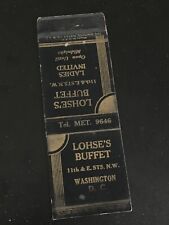 Vintage Washington DC Matchbook “Lohse’s Buffet” picture