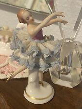 Wilhelm Rittirsch Dresden Lace Figurine Ballerina Blue Tutu 4