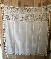 Antique French Edwardian Fine Cotton Cutwork Hand Lace Curtain Drape c1910 picture