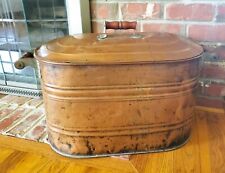 Antique Copper Boiler Wash Tub Basin with Wood Handles 1920's vintage ham picture