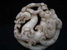 3/15G Ancient Chinese Tang Dynasty Kunlun Jade Dragon Amulet 1600-1800 ad picture