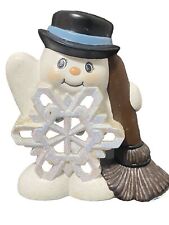 Vintage Ceramic Snowman Frosty  8.5” Christmas Winter Snowflake  Hand Painted picture
