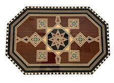 Vintage Exotic wood Marquetry table Tray Spain Mini-mosaic Byzantine  13x20” picture