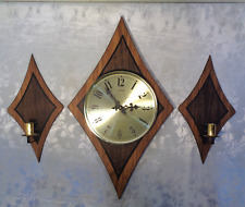 VTG Mid Century Modern Verichron Diamond Starburst Wall Clock W/ Sconces Nice picture