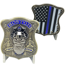 Boston Police Challenge Coin Thin Blue Line Back the Blue Beard Gang BPD K-018 picture